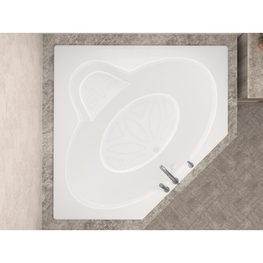 Malachite 5 ft. Acrylic Center Drain Corner Drop-in Non-Whirlpool Bathtub in White - Super Arbor