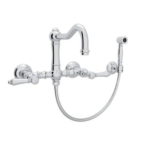 Rohl Country Kitchen Polished Chrome 2-Handle Wall-Mount Bridge Handle Kitchen Faucet
