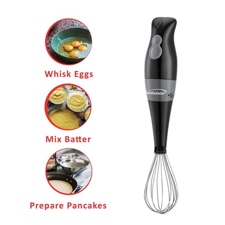 2-Speed Black Hand Mixer Blender and Food Processor with Balloon Whisk