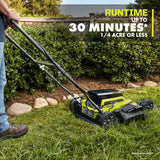 RYOBI 18 in. 40-Volt 2-in-1 Lithium-Ion Cordless Walk-Behind Push Mower with Two 4.0 Ah Batteries and Charger