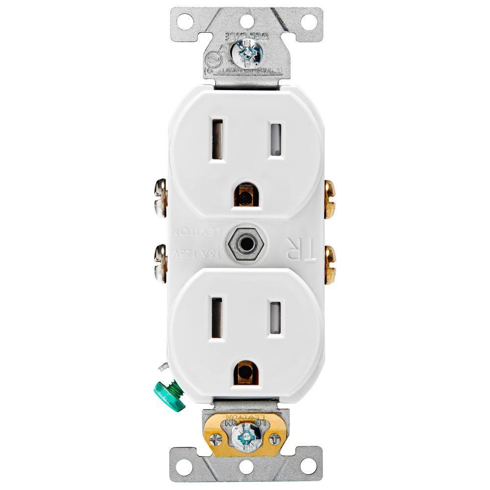 15 Amp Commercial Grade Tamper Resistant Duplex Outlet, White - Super Arbor