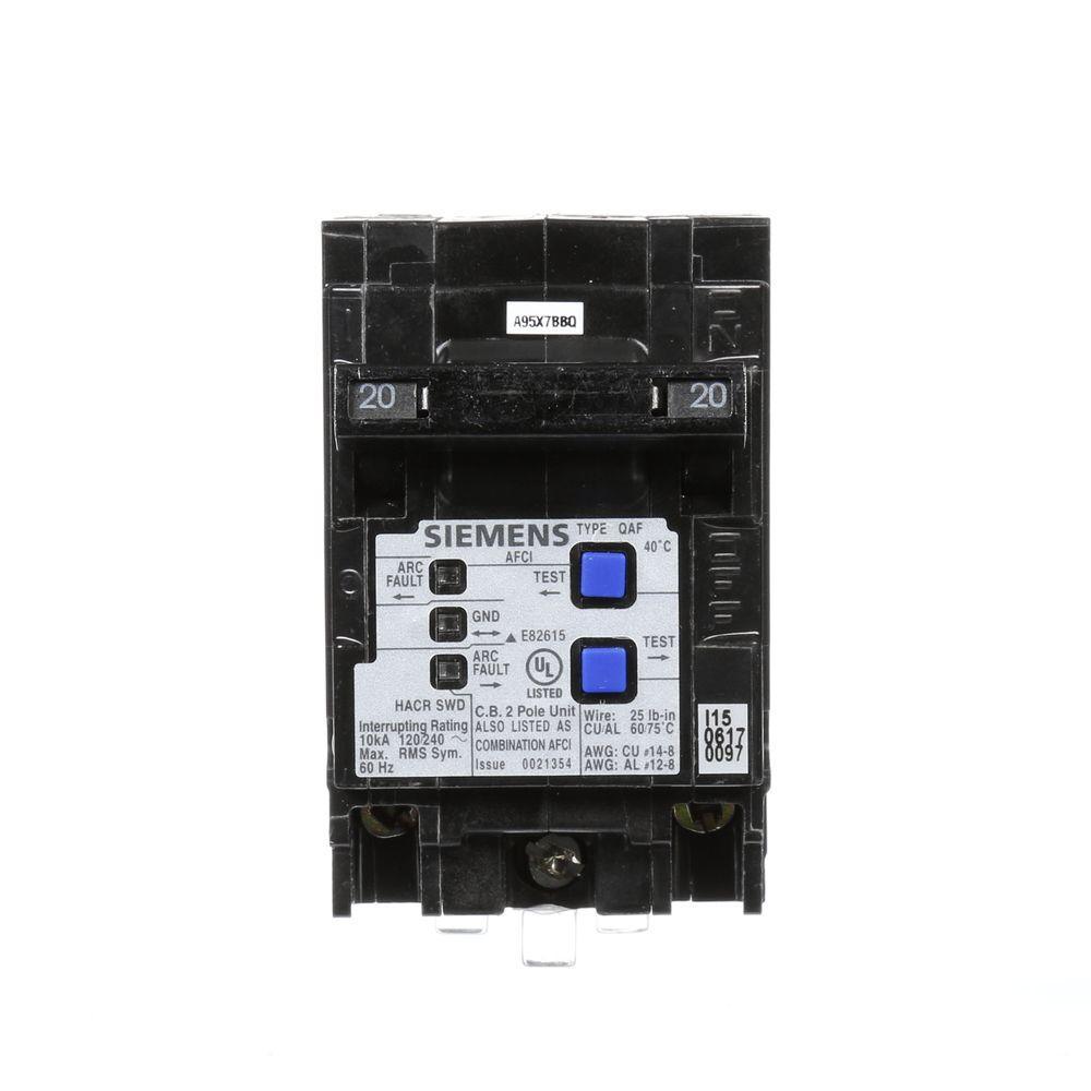Type QAF 20 Amp Double-Pole Combination AFCI Circuit Breaker - Super Arbor