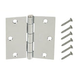 3-1/2 in. Chrome 5/8 in. Radius Security Door Hinges Value Pack (3-Pack)