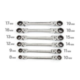 8-19 mm Flex-Head Ratcheting Box End Wrench Set (6-Piece) - Super Arbor