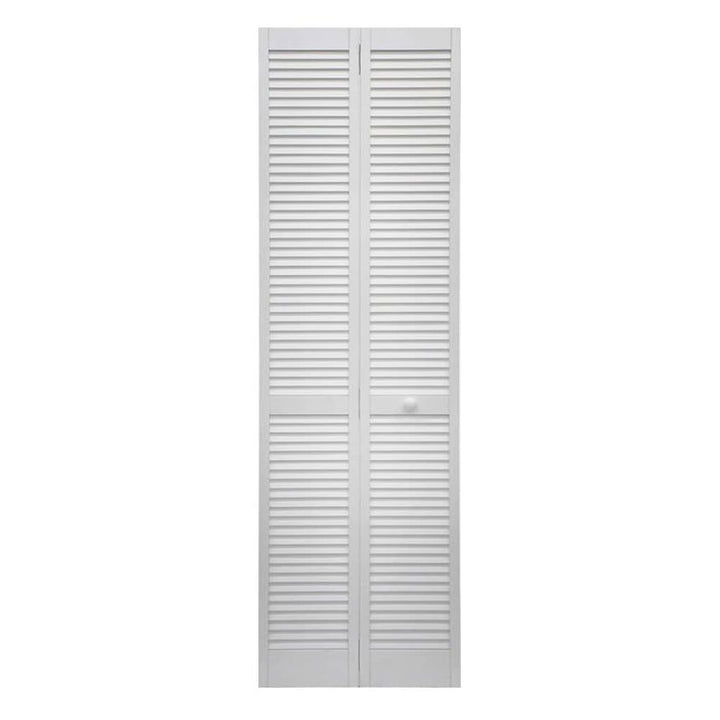 RELIABILT 24-in x 80-in White Louver Solid Core Primed Pine Wood Bifold Door Hardware Included