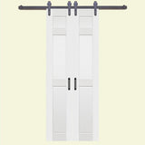 36 in. x 84 in. 6-Panel Composite PVC White Split Barn Door with Hardware Kit - Super Arbor
