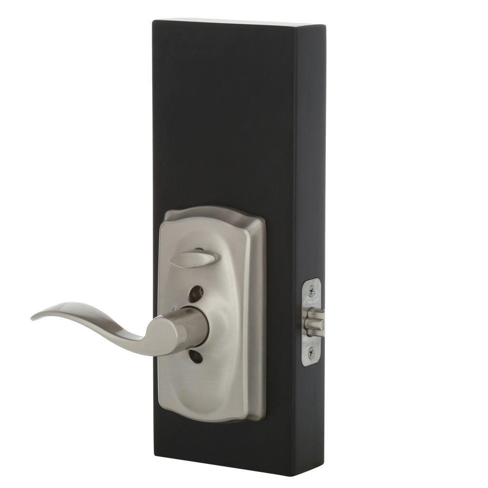 Camelot Satin Nickel Electronic Door Lock with Accent Door Lever Featuring Flex Lock - Super Arbor