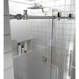 64 in. - 68 in. x 78 in. Frameless Sliding Shower Door Brushed Nickel with Handle - Super Arbor
