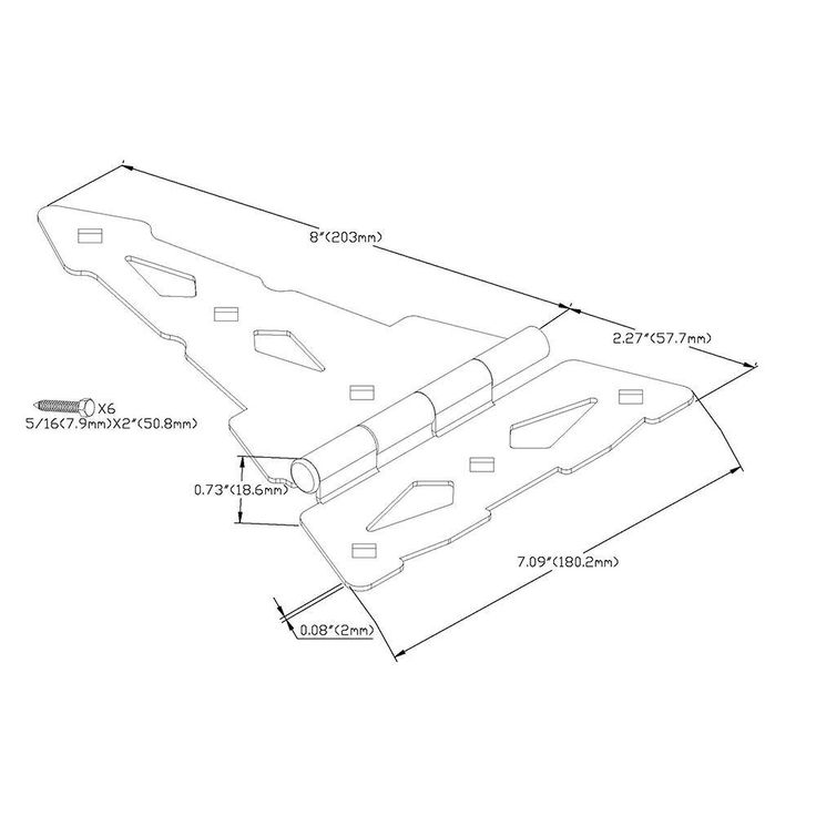 Everbilt 8 in. Black Decorative Gate Tee Hinge (2-Pack)