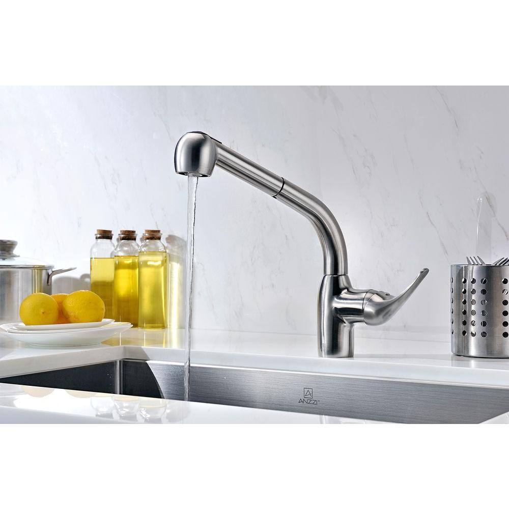 Harbour Single-Handle Pull-Out Sprayer Kitchen Faucet in Brushed Nickel - Super Arbor