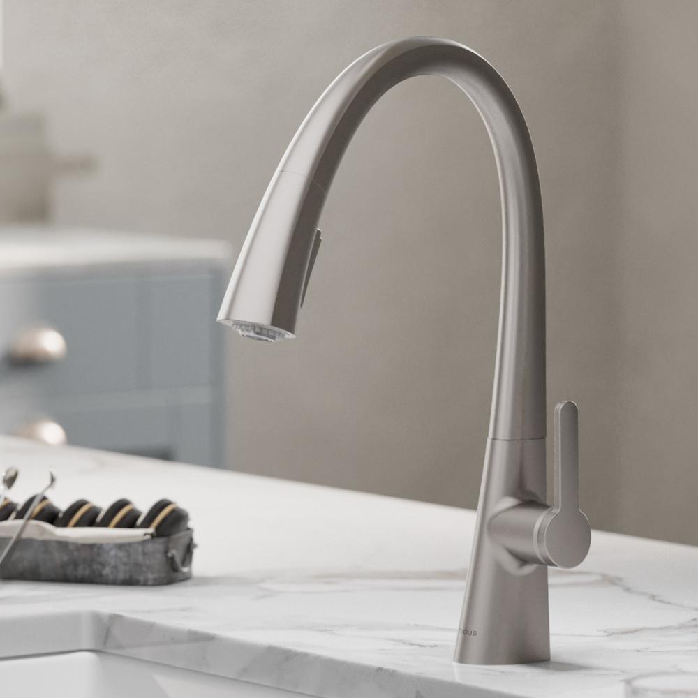 Nolen Single-Handle Pull-Down Sprayer Kitchen Faucet with 2-Function Sprayhead in all-Brite Spot Free Stainless Steel - Super Arbor