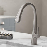 Nolen Single-Handle Pull-Down Sprayer Kitchen Faucet with 2-Function Sprayhead in all-Brite Spot Free Stainless Steel - Super Arbor