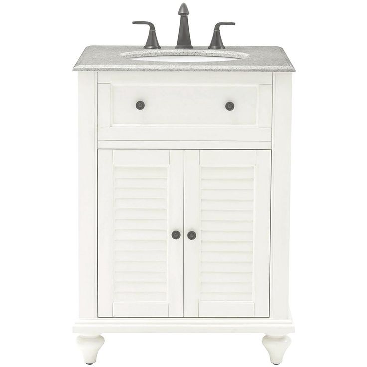 Hamilton Shutter 25 in. W x 22 in. D Bath Vanity in Sea Glass with Granite Vanity Top in Grey
