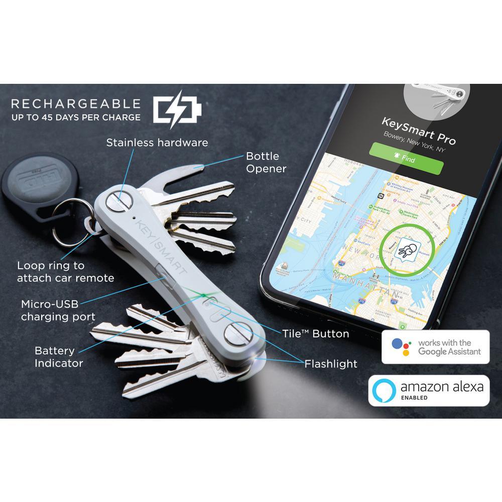 Pro Compact Multiple Key Holder with Tile Smart Location in White - Super Arbor