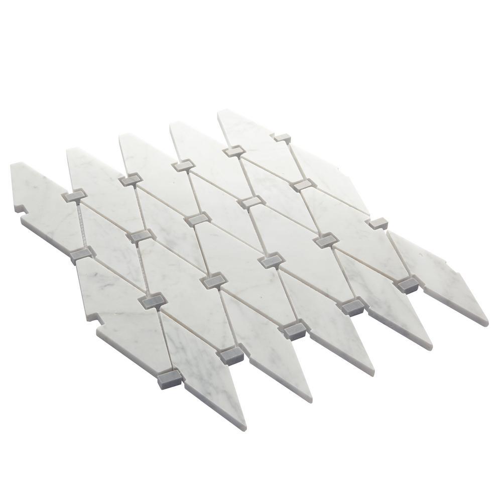 Premier Accents Eclipse Gray Diamond 11 in. x 15 in. x 8 mm Stone Mosaic Floor and Wall Tile (0.94 sq. ft. / piece) - Super Arbor
