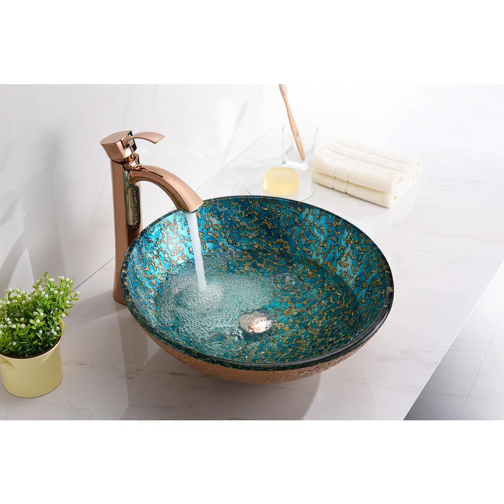Chrona Series Vessel Sink in Gold/Cyan Mix - Super Arbor