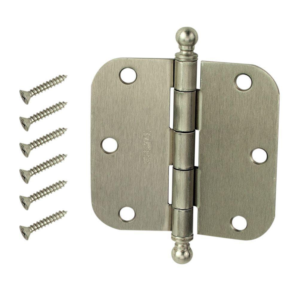 3-1/2 in. Oil-Rubbed Bronze 5/8 in. Radius Door Hinge with Finial - Super Arbor