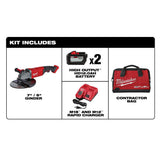 M18 FUEL 18-Volt Lithium-Ion Brushless Cordless 7/9 in. Grinder Kit W/ (2) 12.0Ah Batteries, Bag & Rapid Charger - Super Arbor