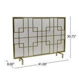 Alamance Modern Gold Single Panel Iron Fire Screen - Super Arbor