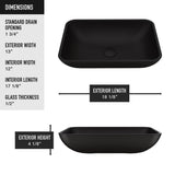 VIGO Sottile Glass Vessel Bathroom Sink in Black with Amada Faucet in Matte Black