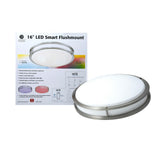 16 in. Voice Controlled Colors Brushed Nickel Smart LED Flush Mount - Super Arbor