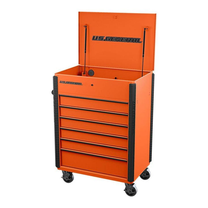 U.S. GENERAL 34 in. x 23 in., 6-Drawer, Full-Bank Service Cart, Orange