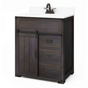 Style Selections Morriston 30-in Distressed Java Single Sink Bathroom Vanity with White Engineered Stone Top