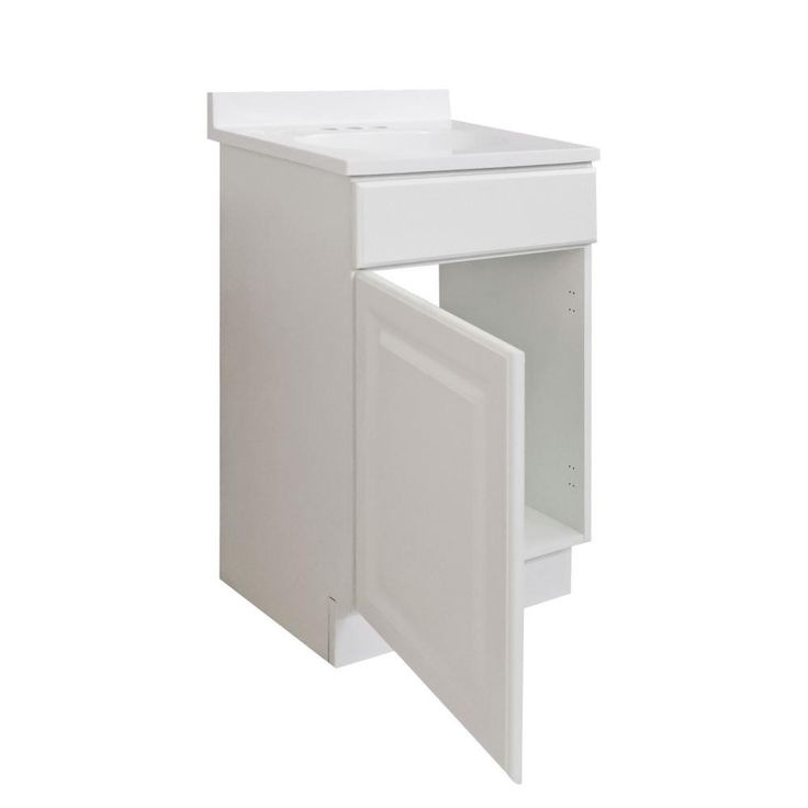Wyndham RTA 18 in. x 16 in. x 33 in. 1-Door Bath Vanity in White w/ 4 in. Centerset Solid White CM Vanity Top w/ Basin