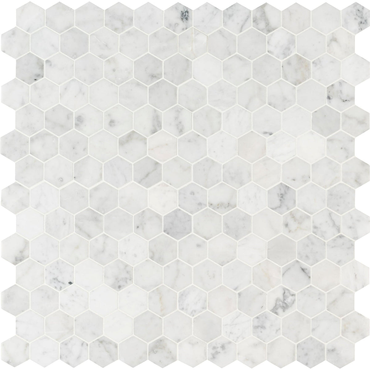 Carrara White Hexagon 12 in. x 12 in. x 8mm Honed Marble Mesh-Mounted Mosaic Tile (9.8 sq. ft./Case)