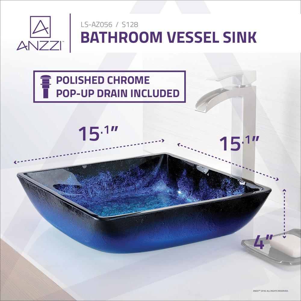 Kuku Deco-Glass Vessel Sink in Blazing Blue - Super Arbor