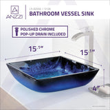 Kuku Deco-Glass Vessel Sink in Blazing Blue - Super Arbor
