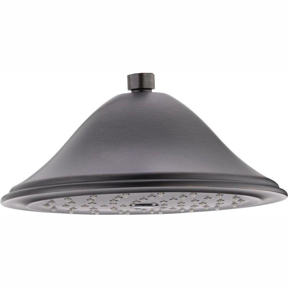 1-Spray 9.4 in. Single Wall Mount Fixed Rain Shower Head in Champagne Bronze - Super Arbor