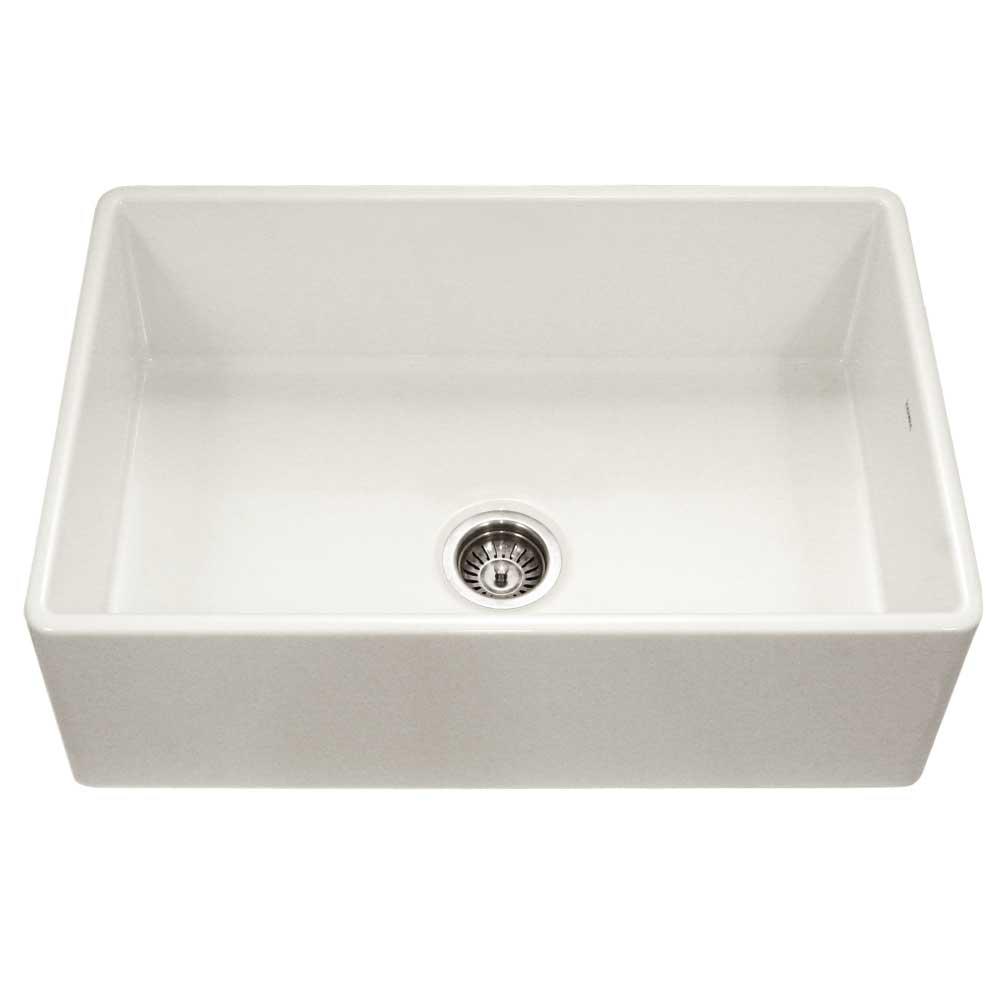 Platus Series Farmhouse Apron Front Fireclay 33 in. Single Bowl Kitchen Sink in White - Super Arbor