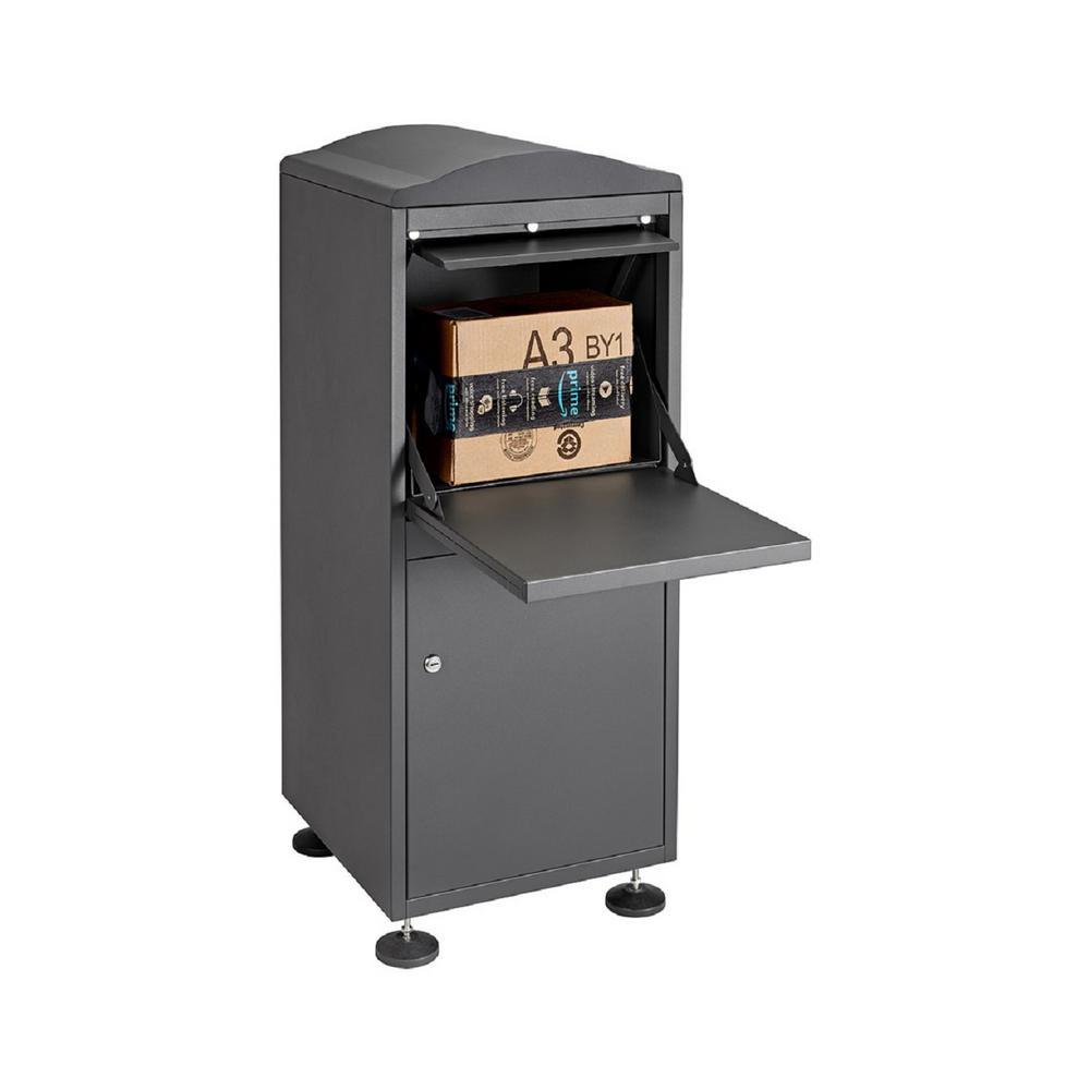 Black Free-Standing Steel Secured Parcel Drop Box - Super Arbor