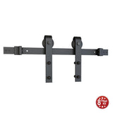 Black Solid Steel Sliding Rolling Barn Door Hardware 8 ft. Kit for Single Wood Doors - Super Arbor