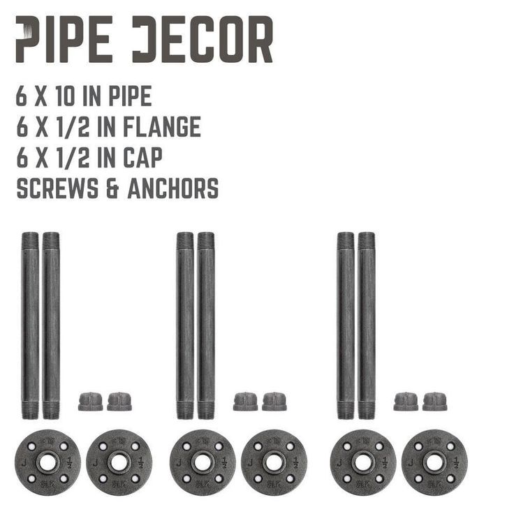 1/2 in. Black Pipe 10 in. L Wall Mounted Shelf Bracket Kit (6-Pack)