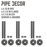 1/2 in. Black Pipe 10 in. L Wall Mounted Shelf Bracket Kit (6-Pack)