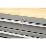 56 in. W x 24.5 in. D 5-Drawer 1-Door Tool Chest Mobile Workbench with Solid Wood Top in Matte Gray