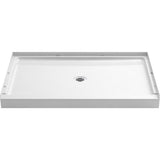 48 in. x 34 in. Single-Threshold Shower Base with Center Drain in White - Super Arbor