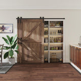 9 ft./108 in. Single Track Bypass Sliding Barn Door Hardware Kit for Double Doors Low Ceiling - Super Arbor