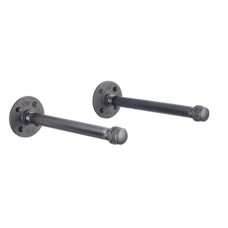 1/2 in. Black Pipe 10 in. L Wall Mounted Shelf Bracket Kit (2-Pack)