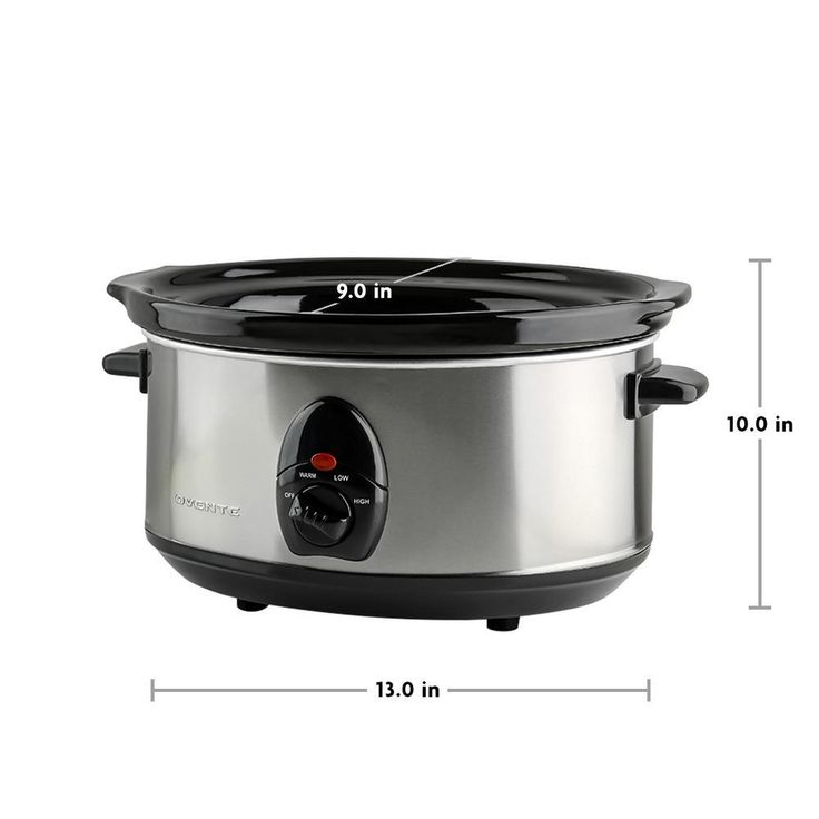 3.7 Qt. Stainless Steel Electric Slow Cooker with Heat-Tempered Glass Lid, Adjustable Temperature Control, (SLO35ABR)