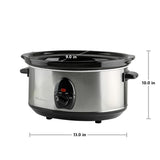 3.7 Qt. Stainless Steel Electric Slow Cooker with Heat-Tempered Glass Lid, Adjustable Temperature Control, (SLO35ABR)