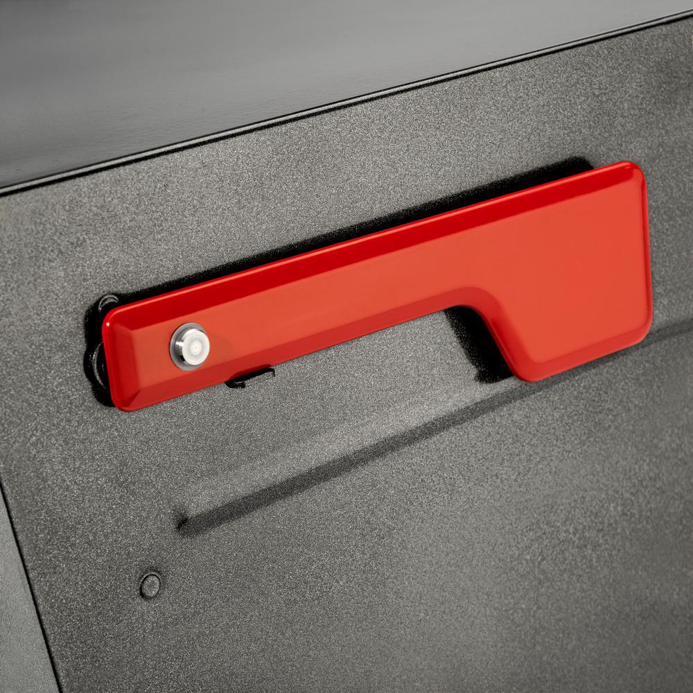 Oasis Eclipse Pewter Locking Parcel Mailbox with Red Flag - Super Arbor