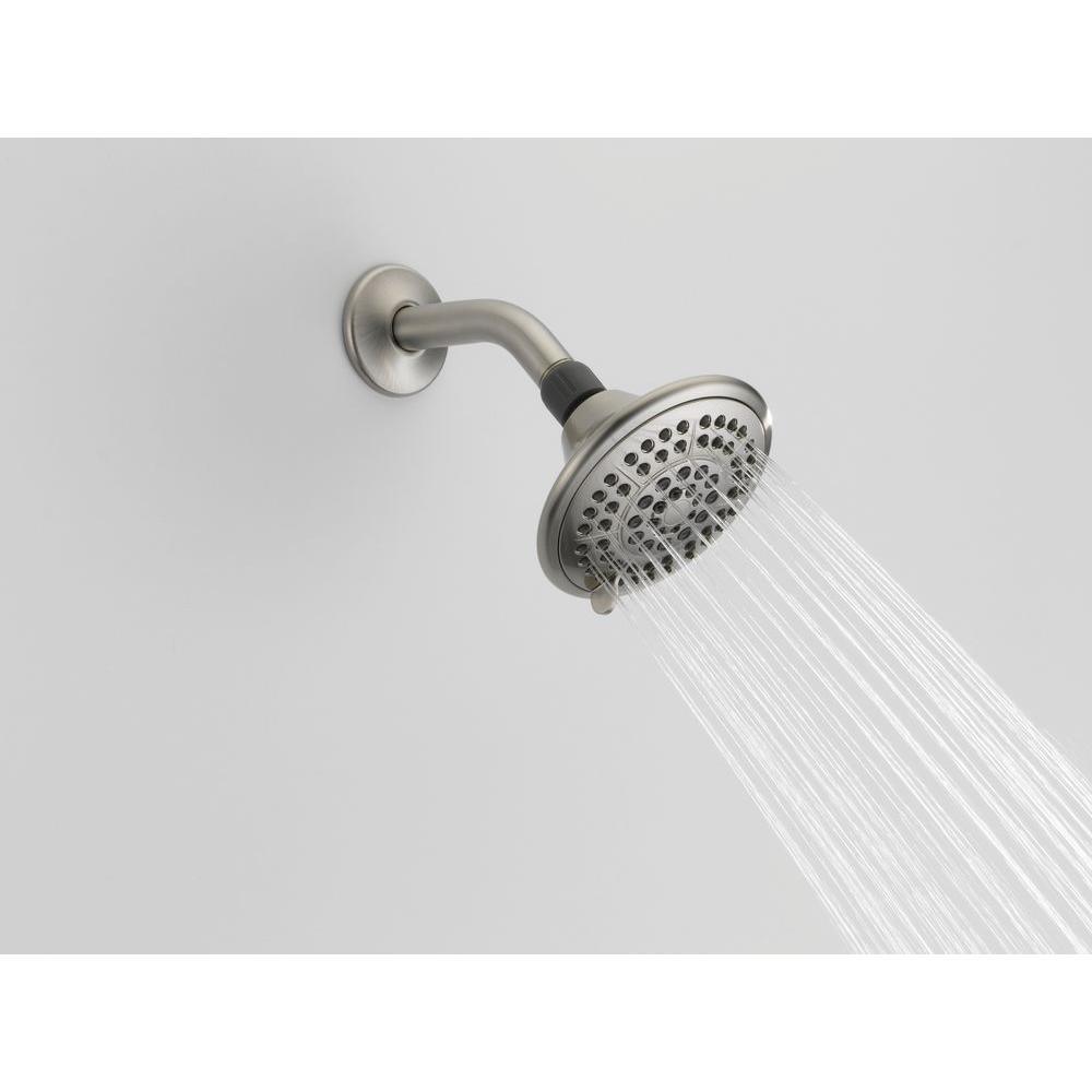 5-Spray 5 in. Fixed Shower Head with Pause in Brushed Nickel - Super Arbor