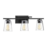 24 in. 3-Light Black Vanity Light