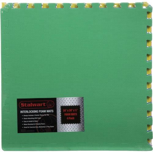Foam Mat Floor Tiles, Interlocking EVA Foam Padding by Stalwart ? Soft Flooring for Exercising, Yoga, Camping, Kids, Babies, Playroom ? 4 Pack