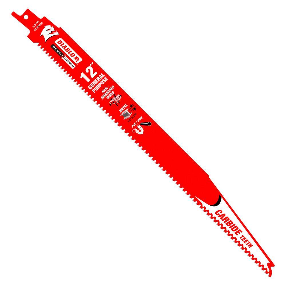 9 in. 6/9 TPI Demo Demon Carbide General Purpose Reciprocating Saw Blade (3-Pack) - Super Arbor