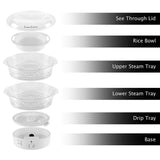 6.3 Qt. White Rice Cooker with Built-In Timer and Locking Lid