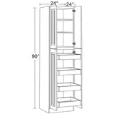 Home Decorators Collection Grayson 24 in. W x 24 in. D x 90 in. H Assembled Plywood Pantry Kitchen Cabinet in Deep Onyx with 4ROT Soft Close